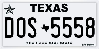 TX license plate DOS5558