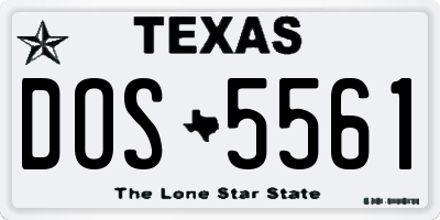 TX license plate DOS5561