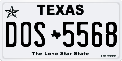 TX license plate DOS5568