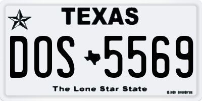 TX license plate DOS5569