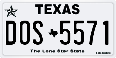 TX license plate DOS5571