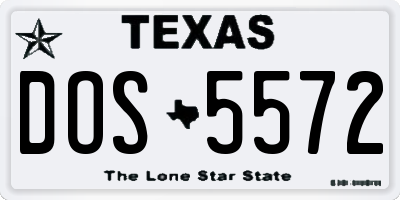 TX license plate DOS5572