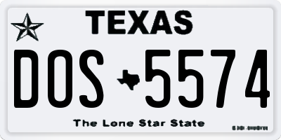 TX license plate DOS5574