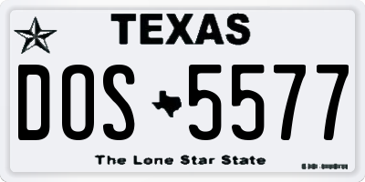 TX license plate DOS5577