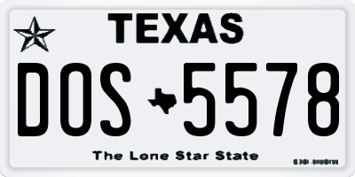 TX license plate DOS5578