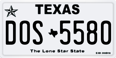 TX license plate DOS5580