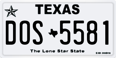 TX license plate DOS5581