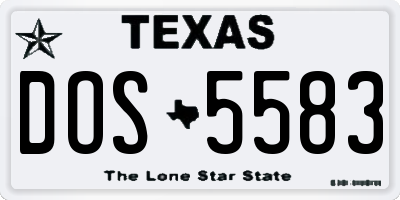 TX license plate DOS5583