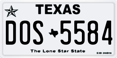 TX license plate DOS5584