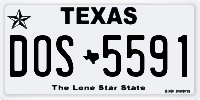 TX license plate DOS5591