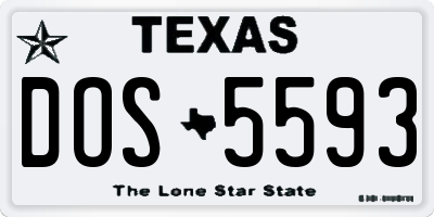 TX license plate DOS5593