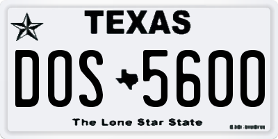TX license plate DOS5600