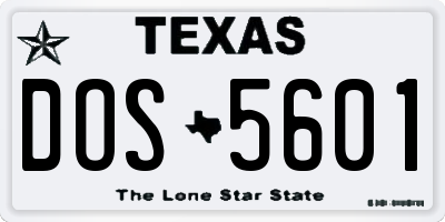 TX license plate DOS5601