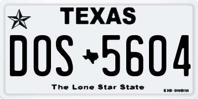 TX license plate DOS5604