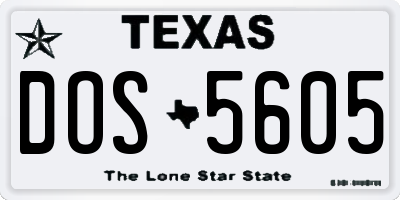 TX license plate DOS5605