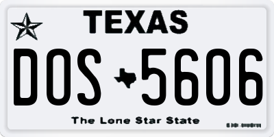 TX license plate DOS5606