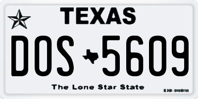 TX license plate DOS5609
