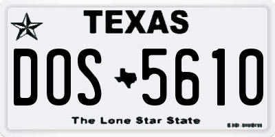 TX license plate DOS5610