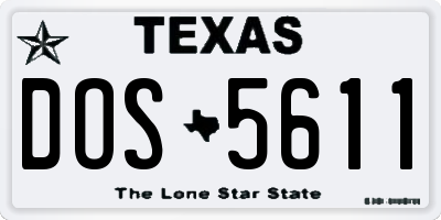 TX license plate DOS5611