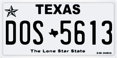 TX license plate DOS5613