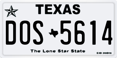 TX license plate DOS5614