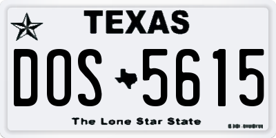 TX license plate DOS5615
