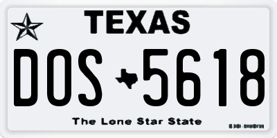 TX license plate DOS5618