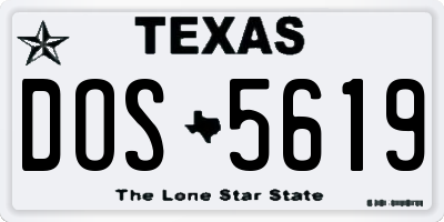 TX license plate DOS5619