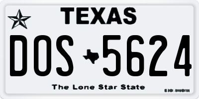 TX license plate DOS5624
