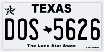 TX license plate DOS5626