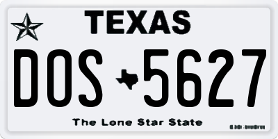 TX license plate DOS5627