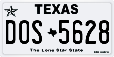 TX license plate DOS5628