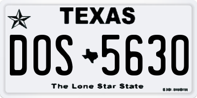 TX license plate DOS5630