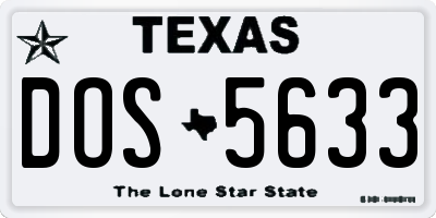 TX license plate DOS5633