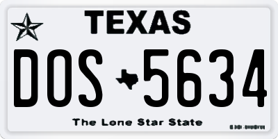 TX license plate DOS5634