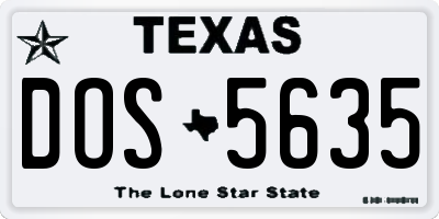 TX license plate DOS5635
