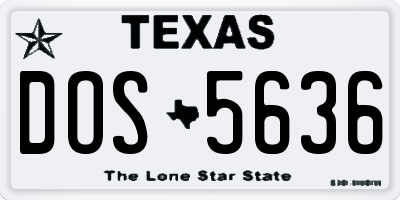 TX license plate DOS5636