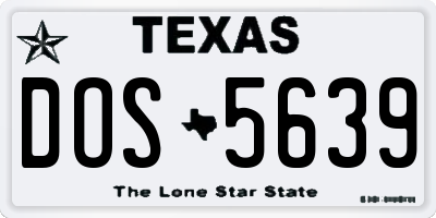 TX license plate DOS5639