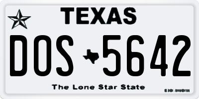 TX license plate DOS5642