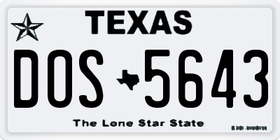 TX license plate DOS5643