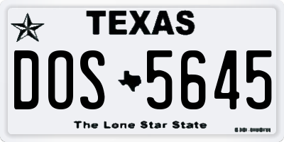 TX license plate DOS5645