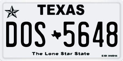 TX license plate DOS5648