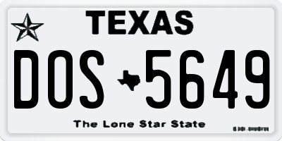 TX license plate DOS5649
