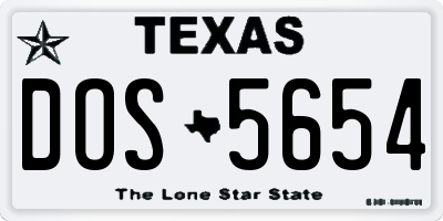 TX license plate DOS5654