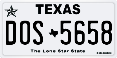 TX license plate DOS5658