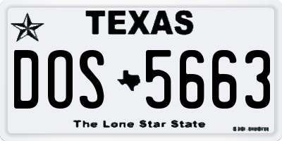 TX license plate DOS5663