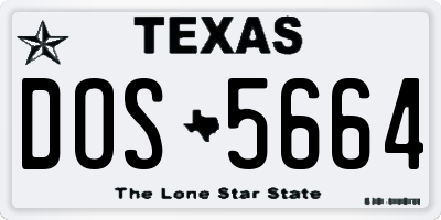 TX license plate DOS5664