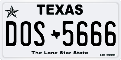 TX license plate DOS5666