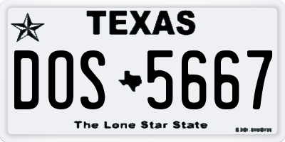 TX license plate DOS5667