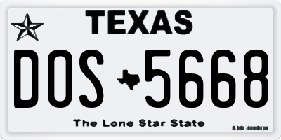 TX license plate DOS5668